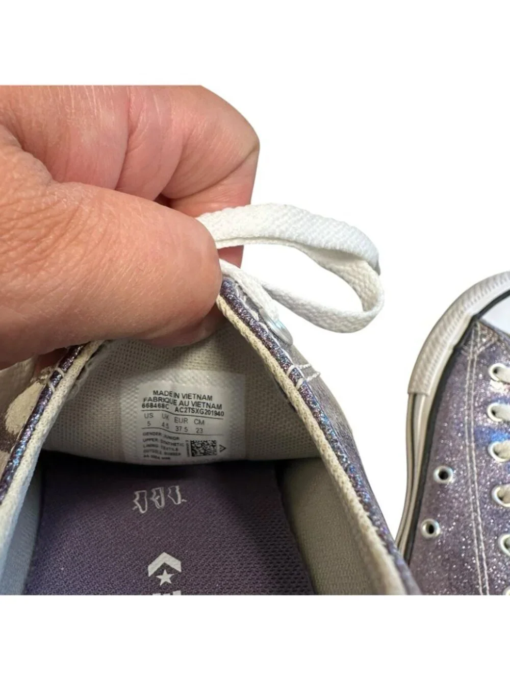 Converse All Star Metallic Purple Fashion Low Sneakers Shoes Junior Size 5